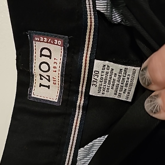 IZOD Wrinkle Resistant Heritage Chino Mens Double Pleated Navy Blue NWT 33Wx30L - Picture 5 of 13